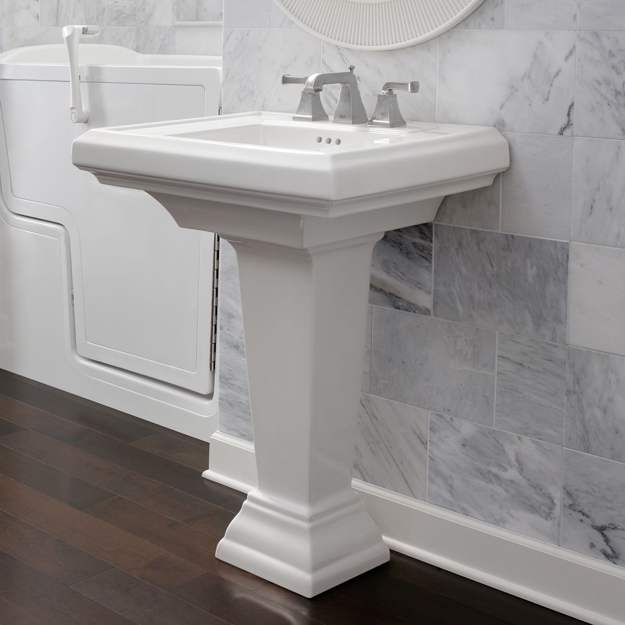 Town Square 27 in Pedestal Sink Top 8 in Centers WHITE